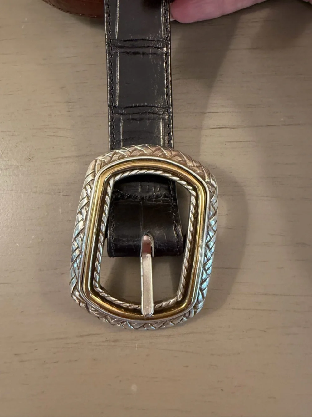 Brighton Marcus Black/Brown Reversible Belt Silver/Gold Women’s Size M/L 32 VTG